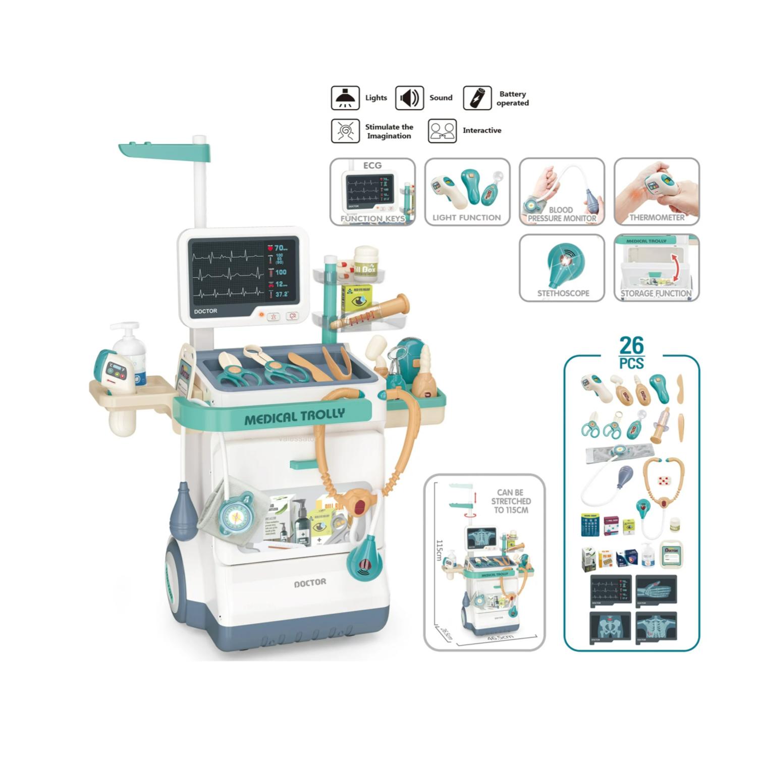 JUEGO DIDÁCTICO KIT MEDICO MESA CON 26 ACCESORIOS MULTIFUNCIONAL INFANTIL - 1