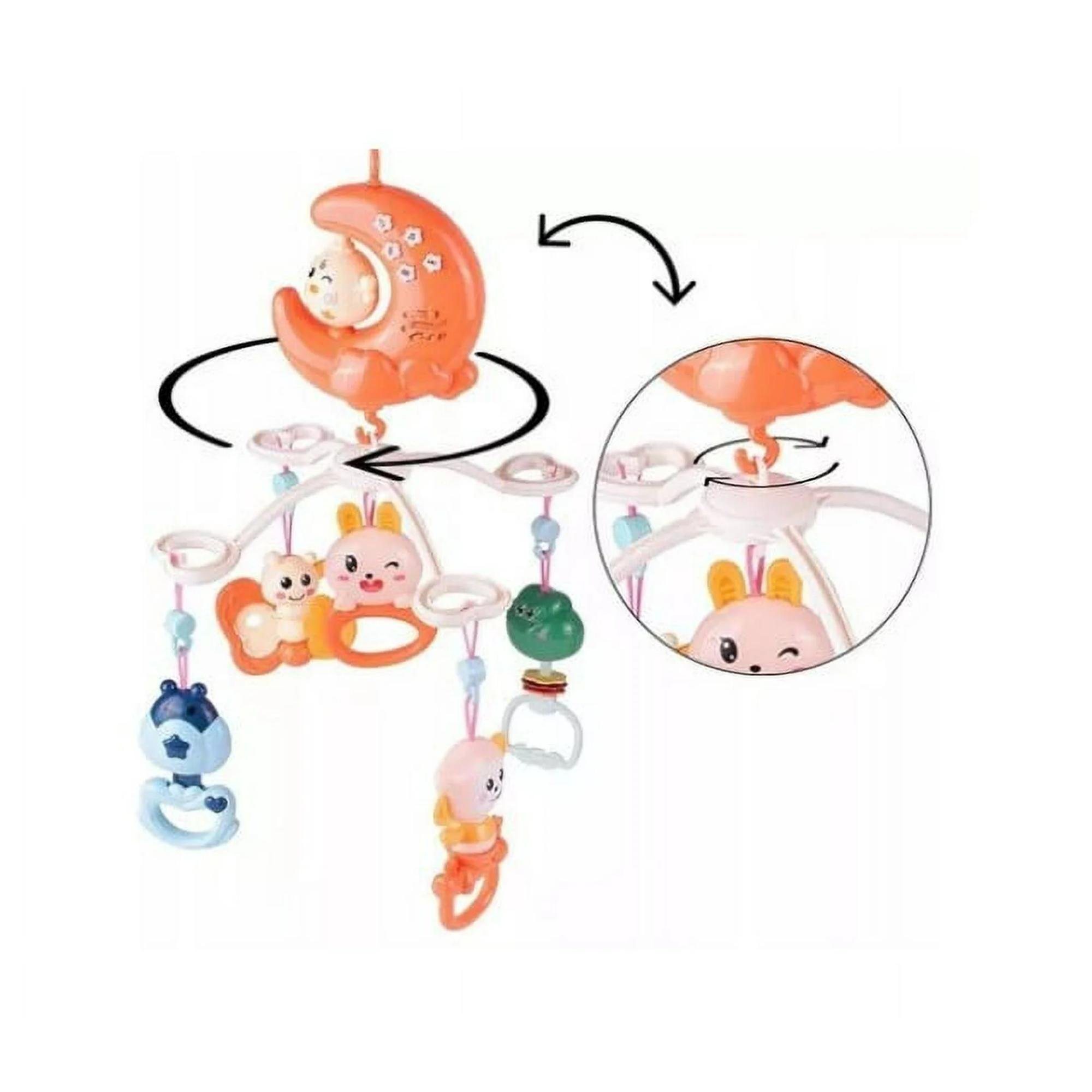 JUGUETE MÓVIL SONAJERO INFANTIL CON LUZ Y SONIDO LUNA NARANJO - 3