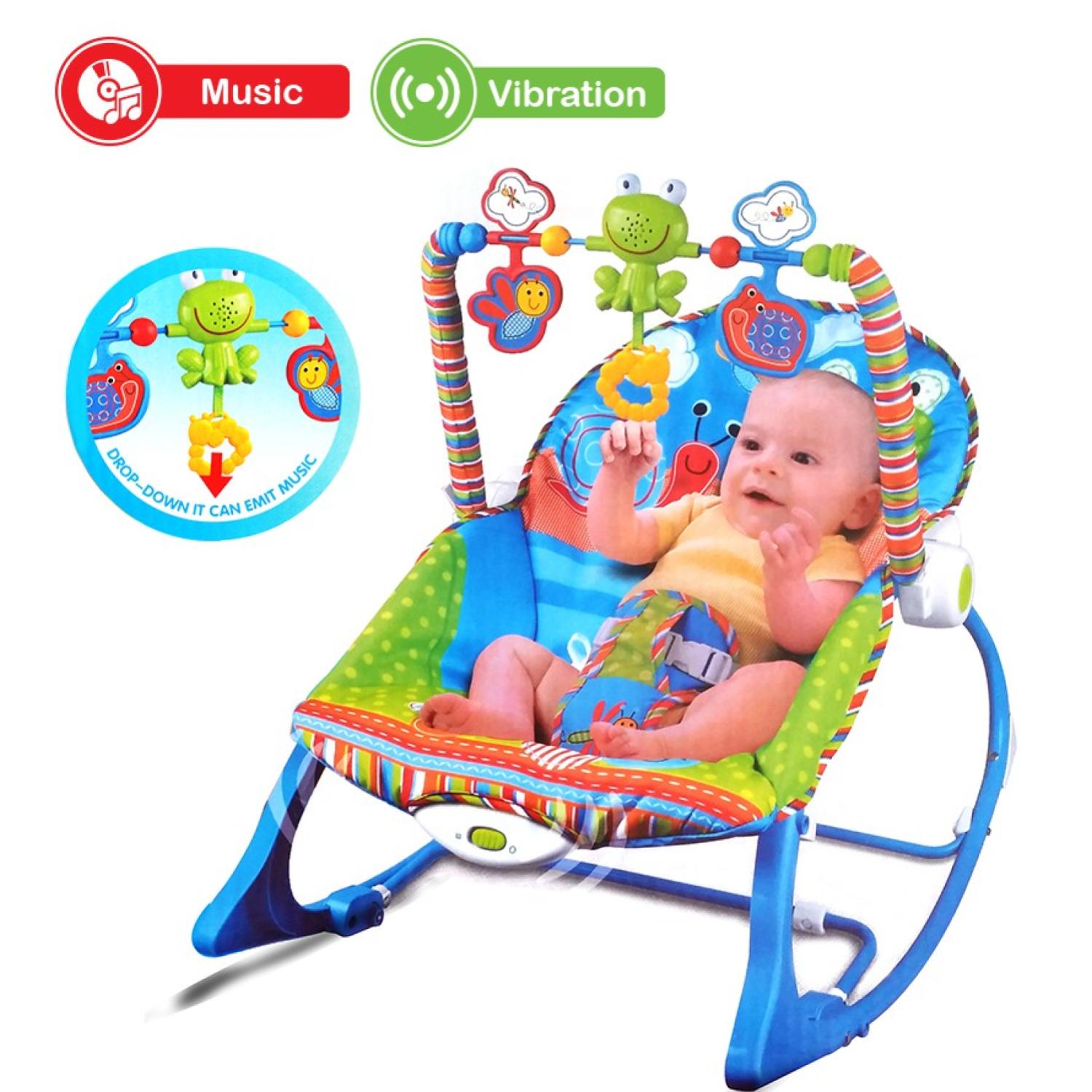 SILLA MECEDORA JUGUETE VIBRADORA MUSICAL INFANTIL AZUL - 2