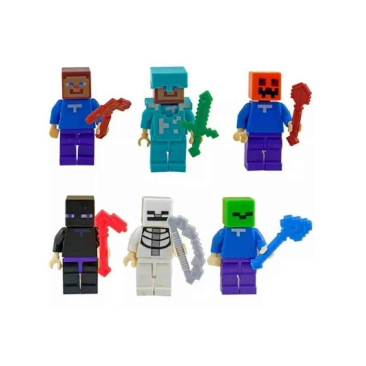 JUGUETE FIGURAS GENÉRICO AZUL SET MINECRAFT CUBE 6 6 PIEZAS ACCESORIOS - 1