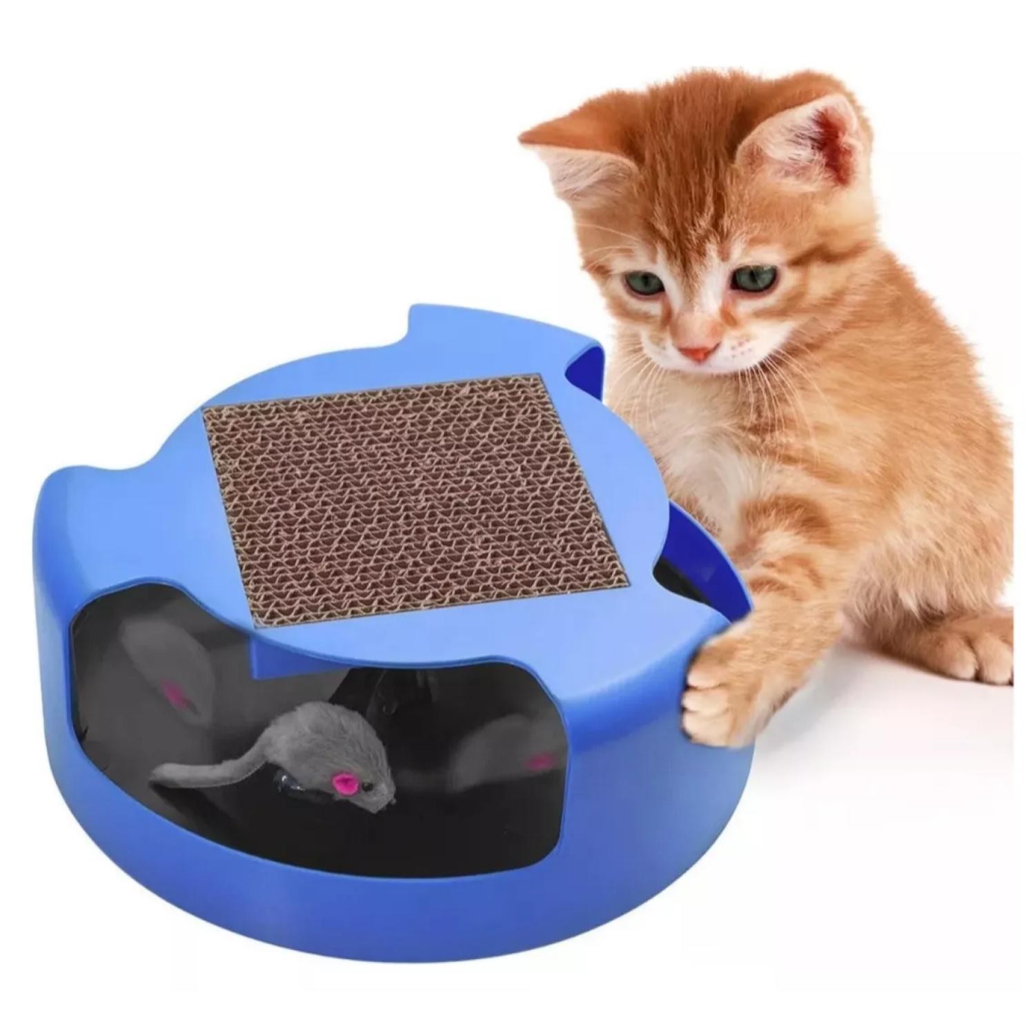 JUGUETE INTERACTIVO CON RASCADOR Y RATON PARA GATOS MASCOTAS - 2