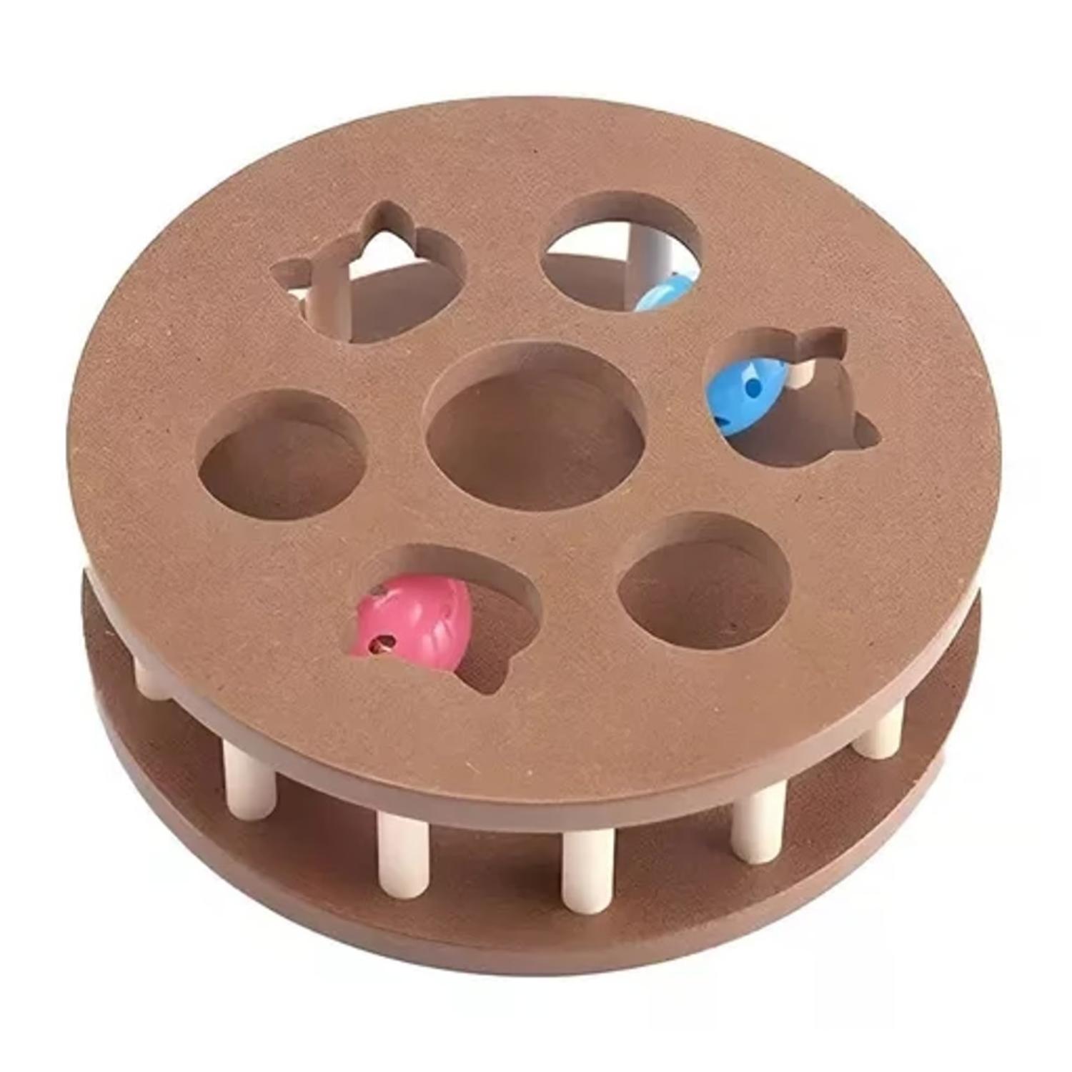 JUGUETE INTERACTIVO PARA GATOS RUEDA DE MADERA MASCOTAS - 1