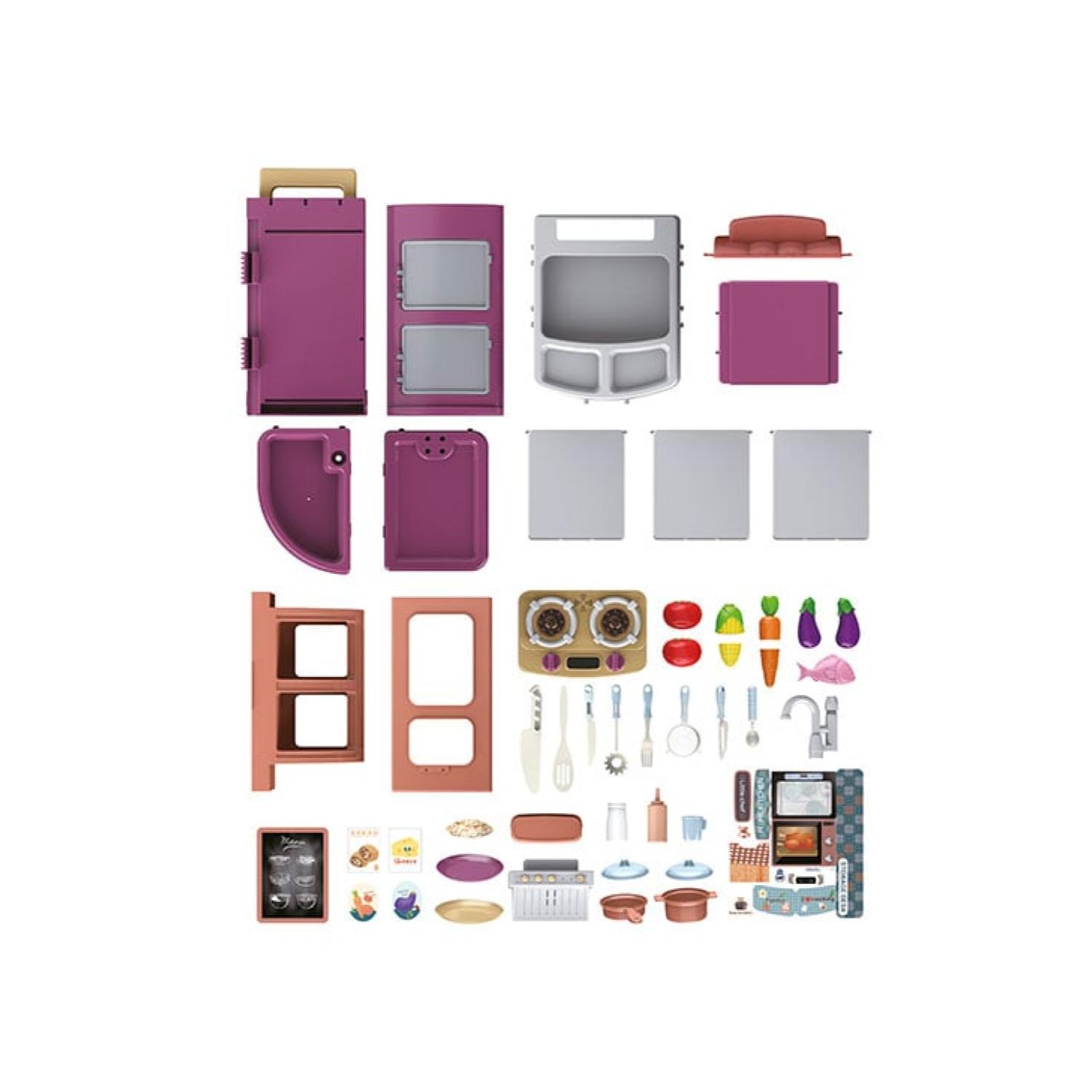 JUGUETE SET MALETA COCINA 49 PIEZAS 2 EN 1 INFANTIL ROSA - 4