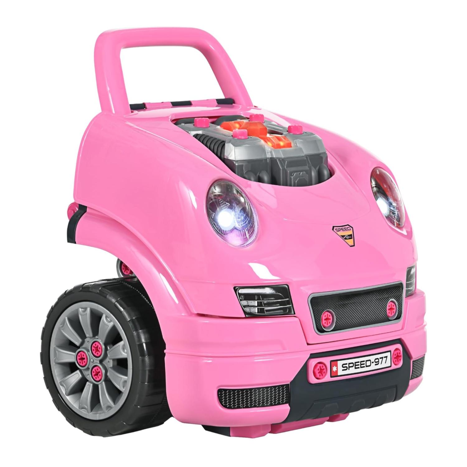JUGUETE AUTO PARA REPARAR CON LUCES SONIDOS Y ACCESORIOS ROSA - 1