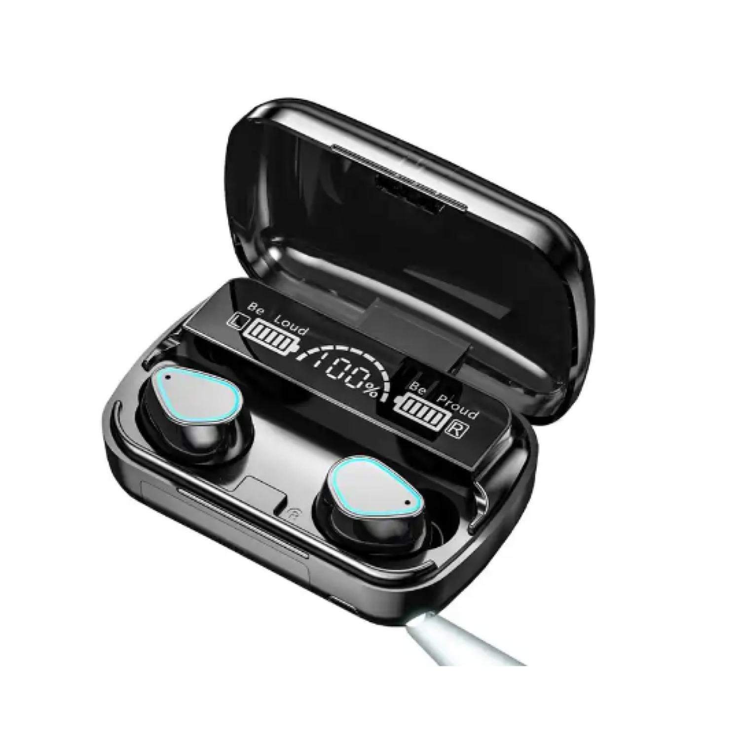 AUDIFONOS BLUETOOTH RECARGABLES TWS LED IN EAR MANOS LIBRES M10 NEGRO - 1