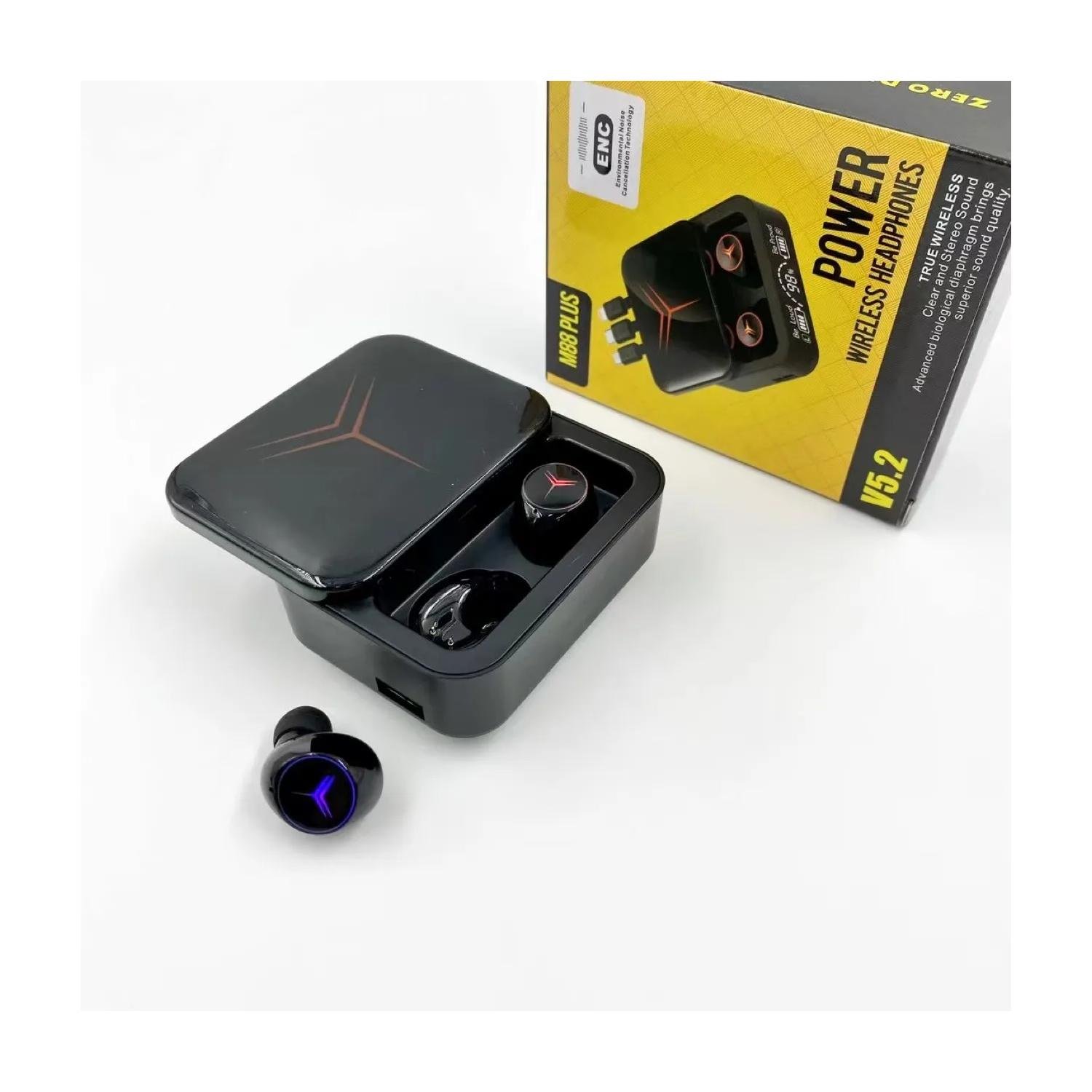 AUDIFONOS BLUETOOTH RECARGABLES TWS LED IN EAR MANOS LIBRES NEGRO - 1