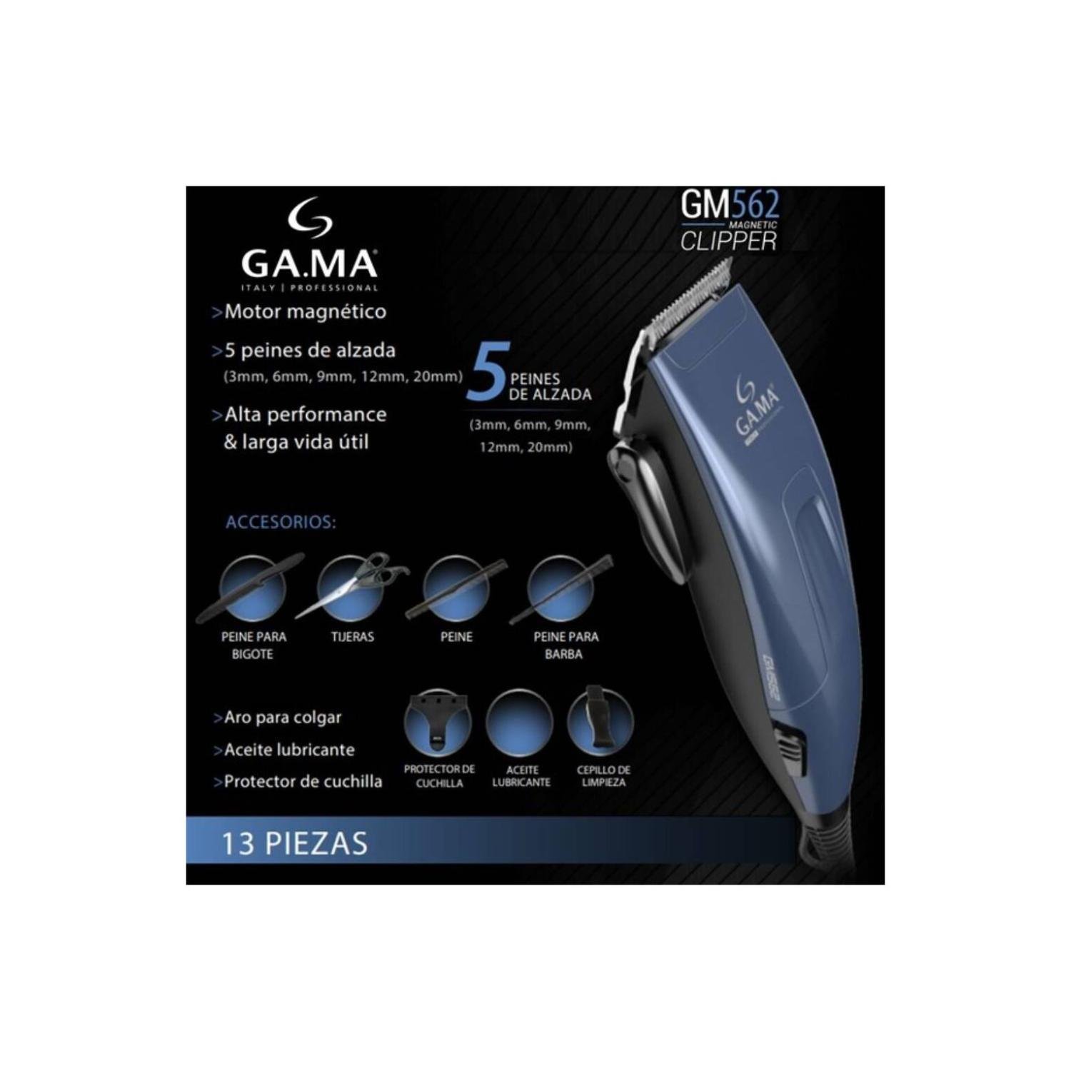 MAQUINA CORTA PELO BARBA 13 ACCESORIOS AZUL GM562 GAMA - 3
