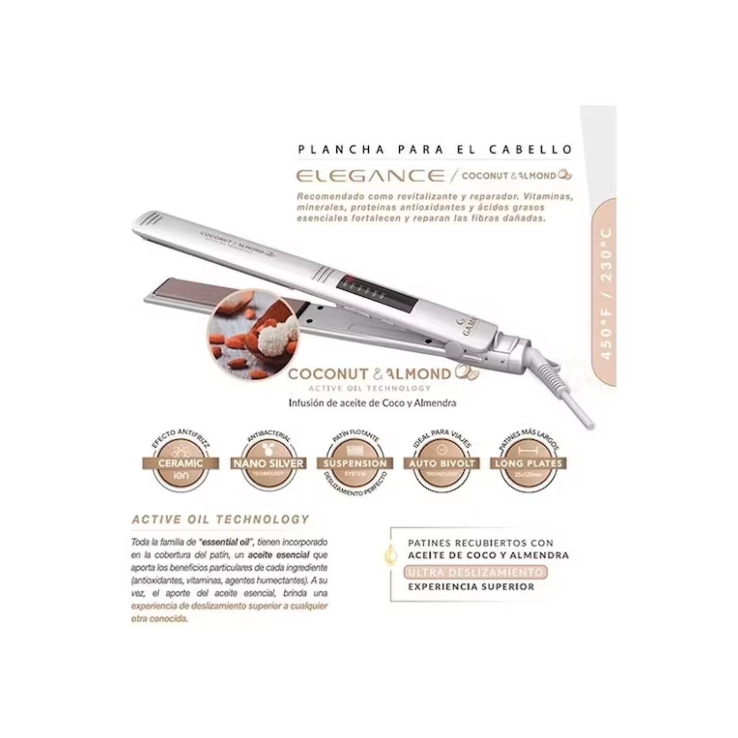 ALISADOR PLANCHA DE PELO 230°C CERAMICA COCONUT LED GAMA - 3