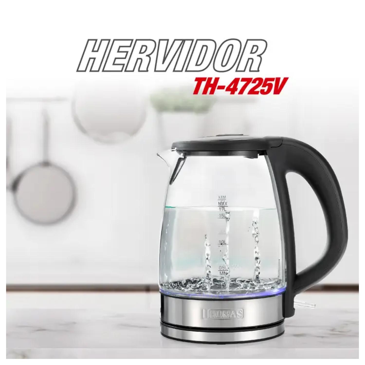 HERVIDOR ELECTRICO 1700ML 2200W VIDRIO TH-4725V THOMAS - 4
