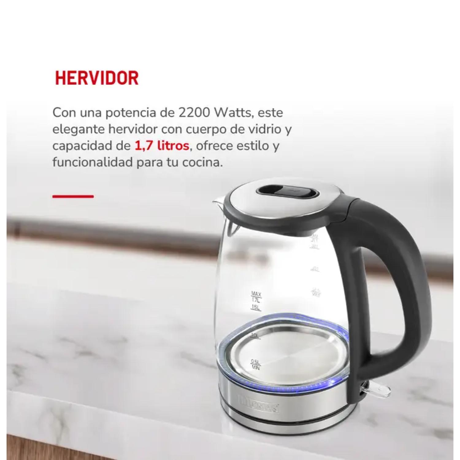 HERVIDOR ELECTRICO 1700ML 2200W VIDRIO TH-4725V THOMAS - 6