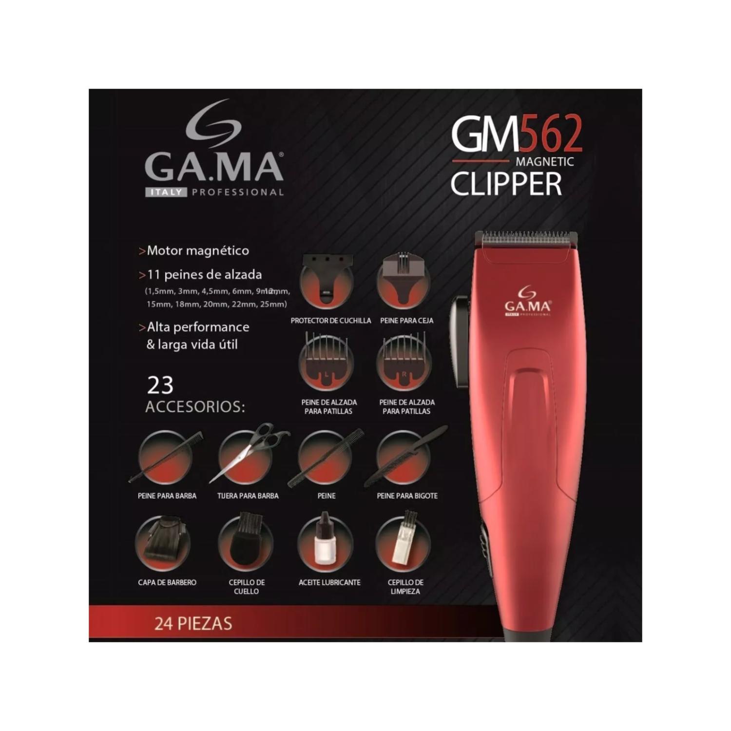 MAQUINA CORTA PELO BARBA 24 ACCESORIOS ROJO GM562 GAMA - 6