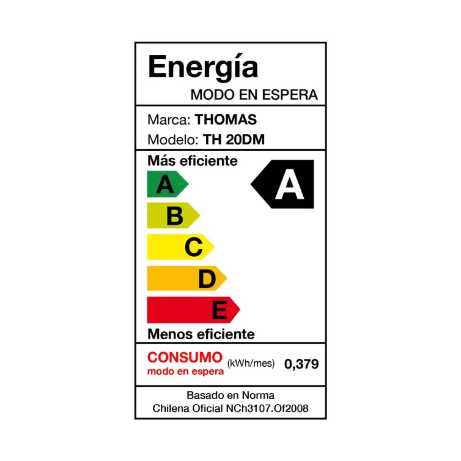 MICROONDAS ELECTRICO 20L 800W NEGRO GRIS TH-20DM THOMAS - 7