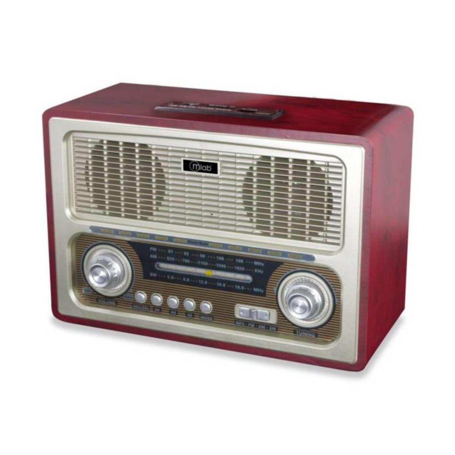 RADIO PARLANTE BLUETOOTH AUX USB FM AM SW VINTAGE RETRORADIO MLBA - 2
