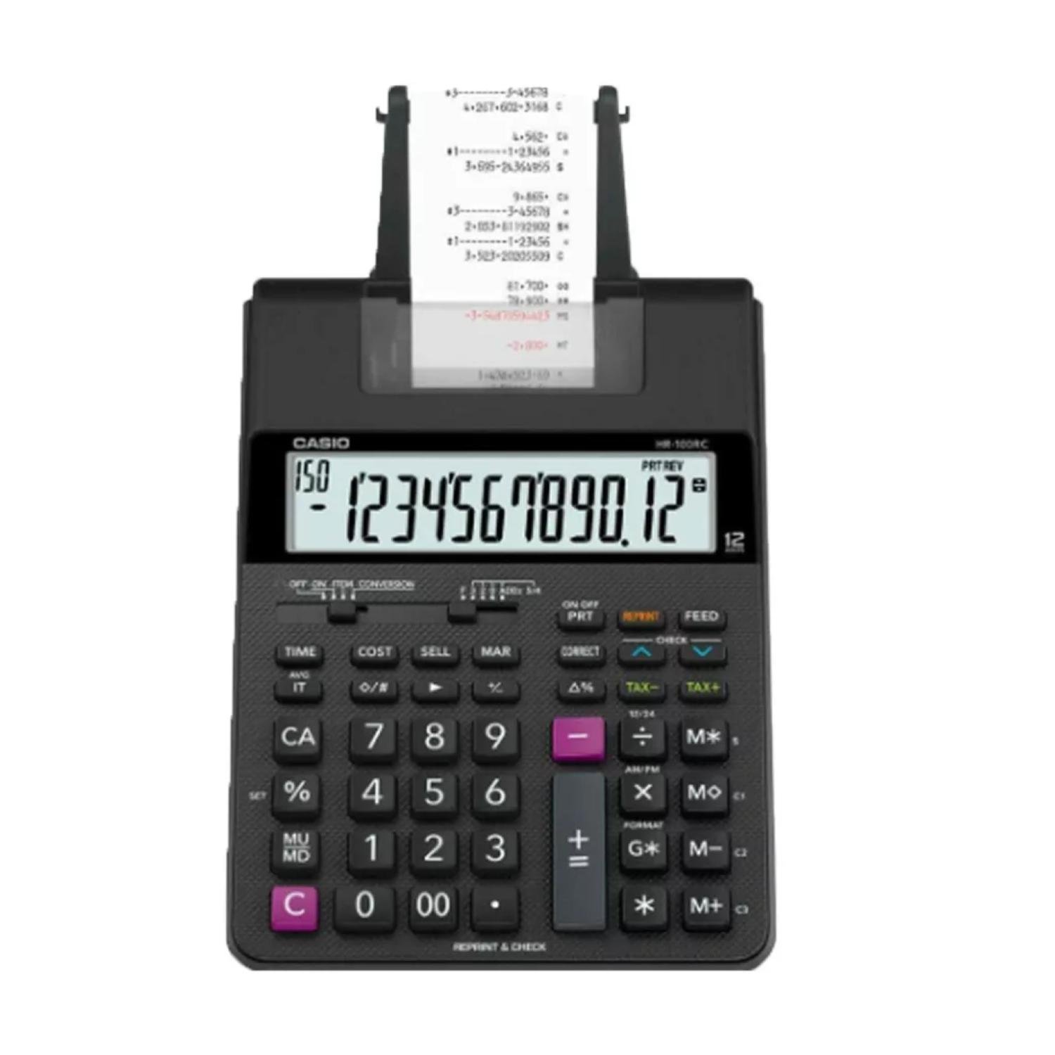 CALCULADORA DE IMPRESION 21 FUNCIONES NEGRO HR-100RC CASIO - 2