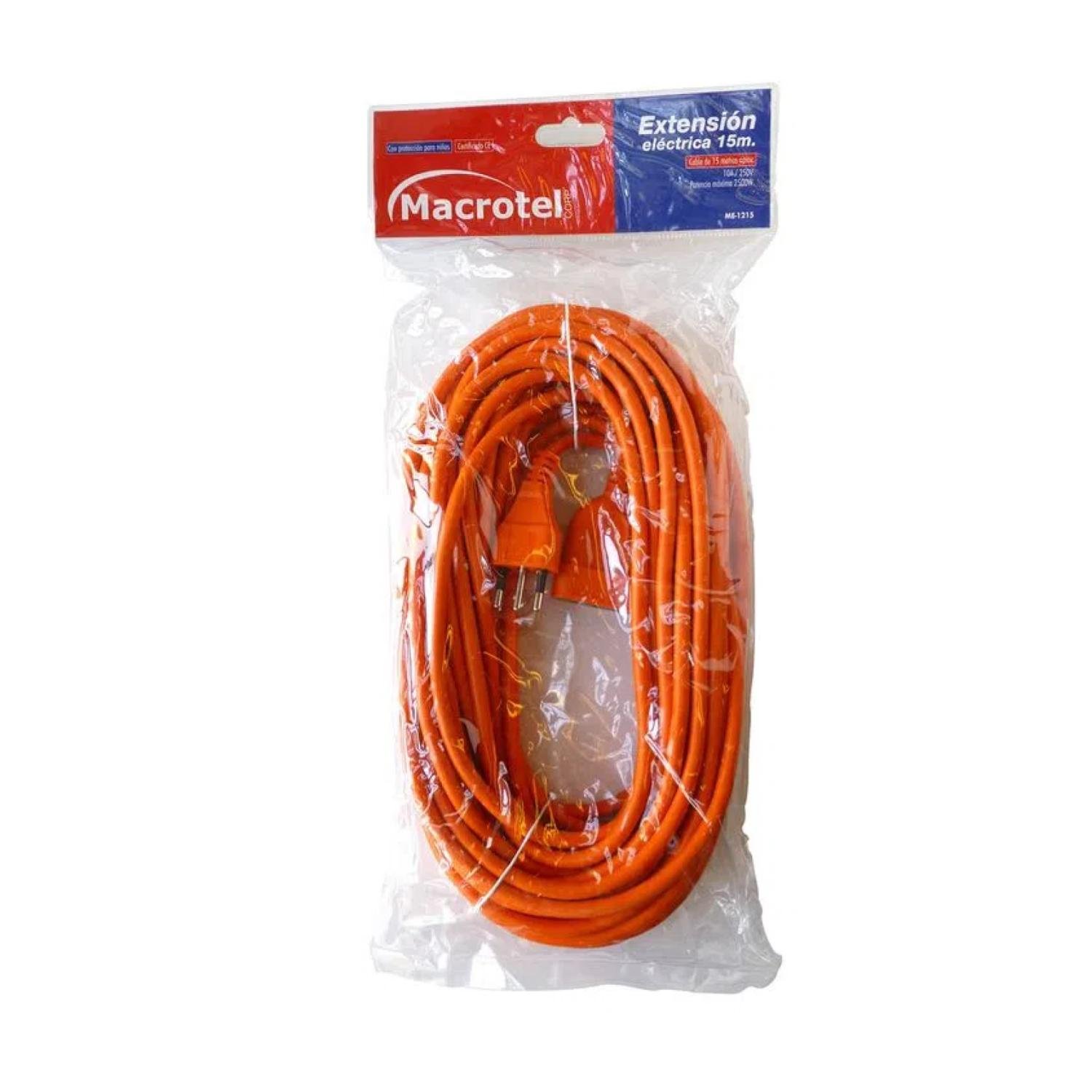 ALARGADOR EXTENSION DE CORRIENTE 15MTS 10A NARANJA MACROTEL - 3