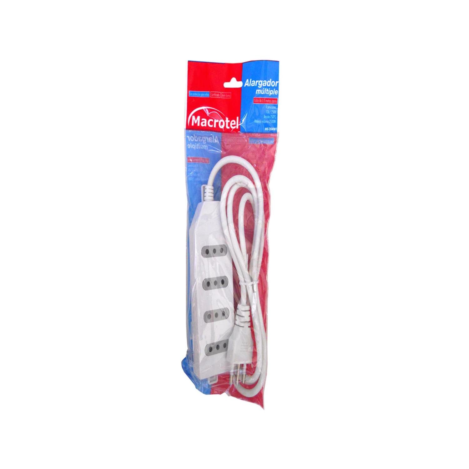 ZAPATILLA ALARGADOR 3MT 4 ENTRADAS BLANCO MACROTEL - 3