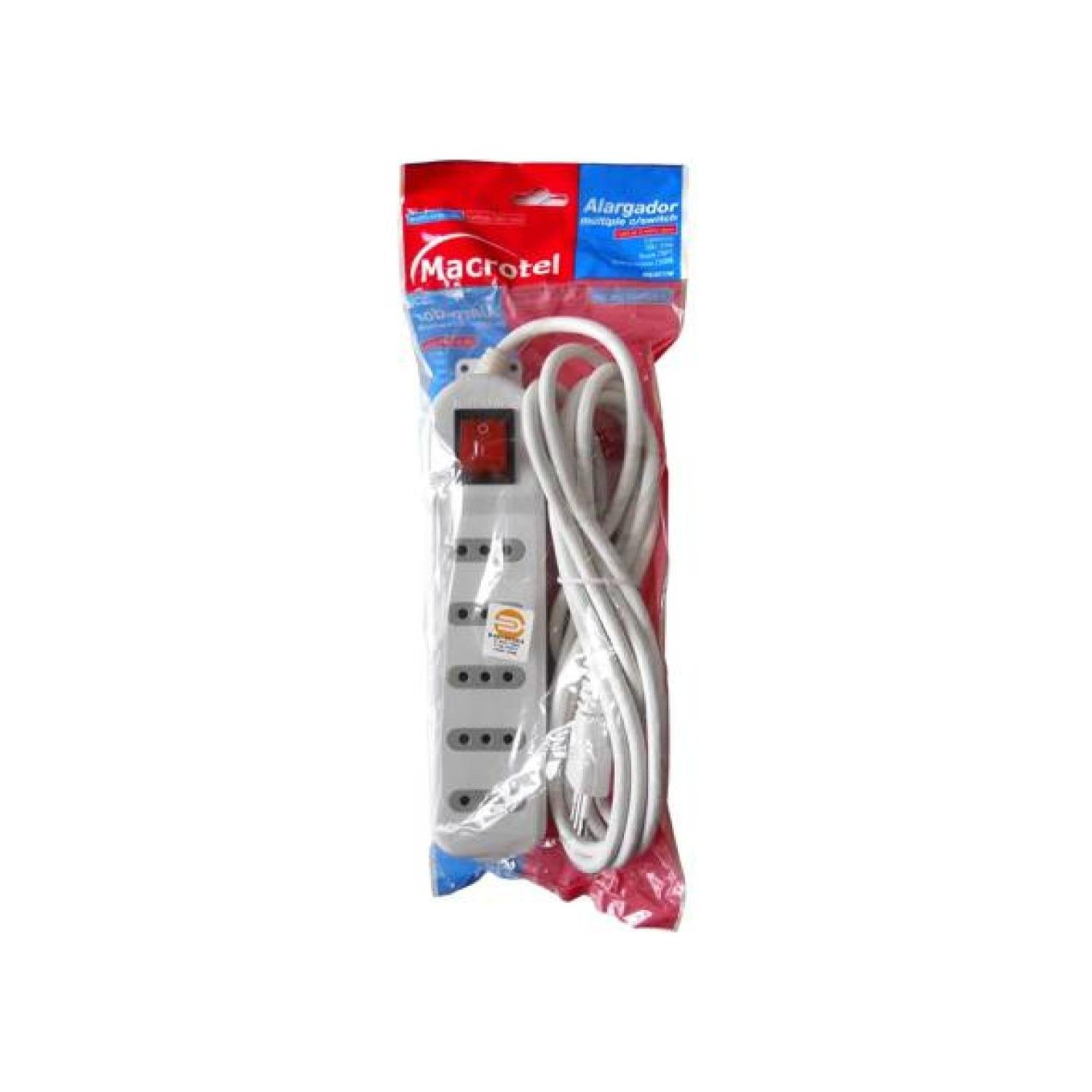 ZAPATILLA ALARGADOR 5MT 5 ENTRADAS BLANCO MACROTEL - 3