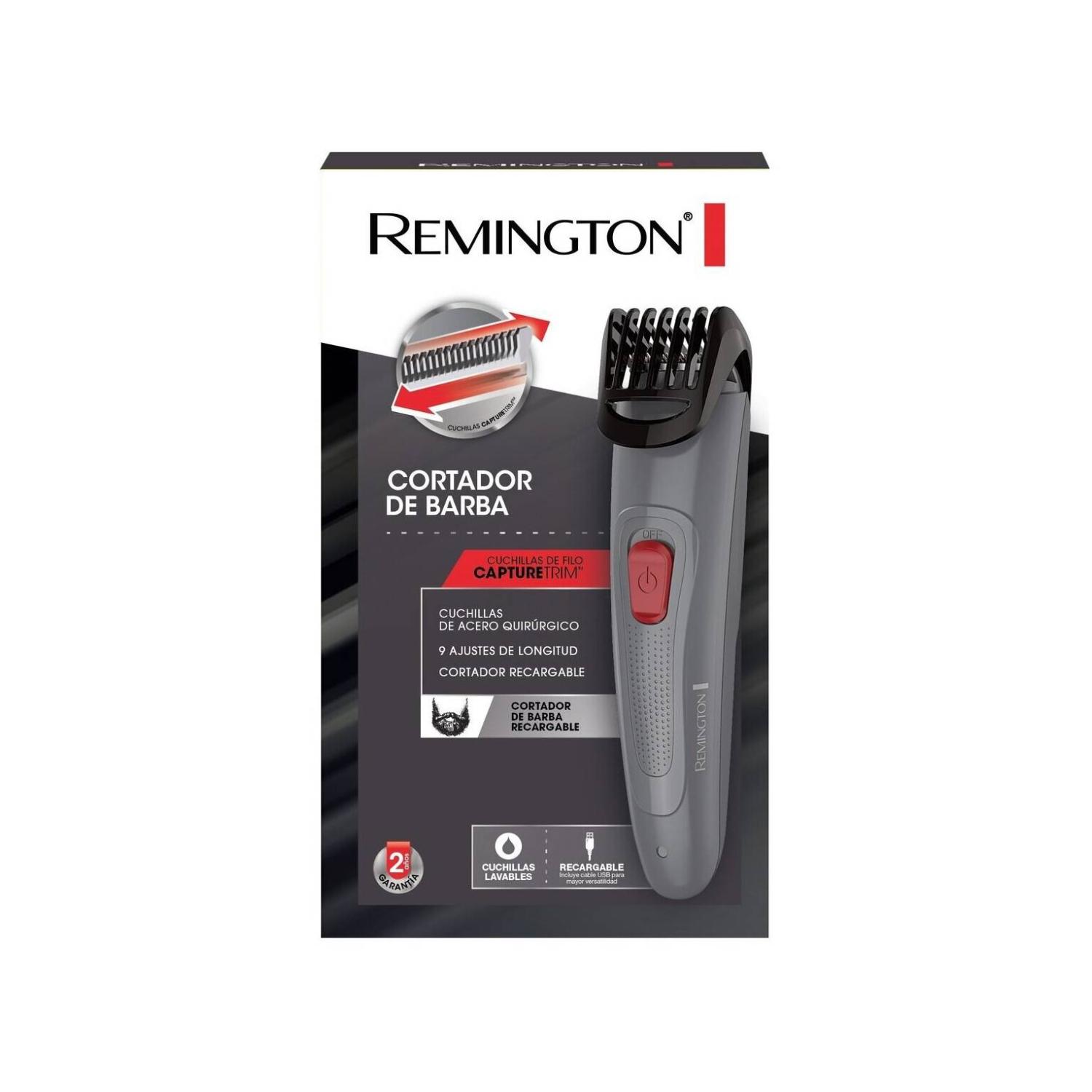 MAQUINA CORTADORA DE BARBA RECARGABLE USB GRIS MB08A REMINGTON - 4