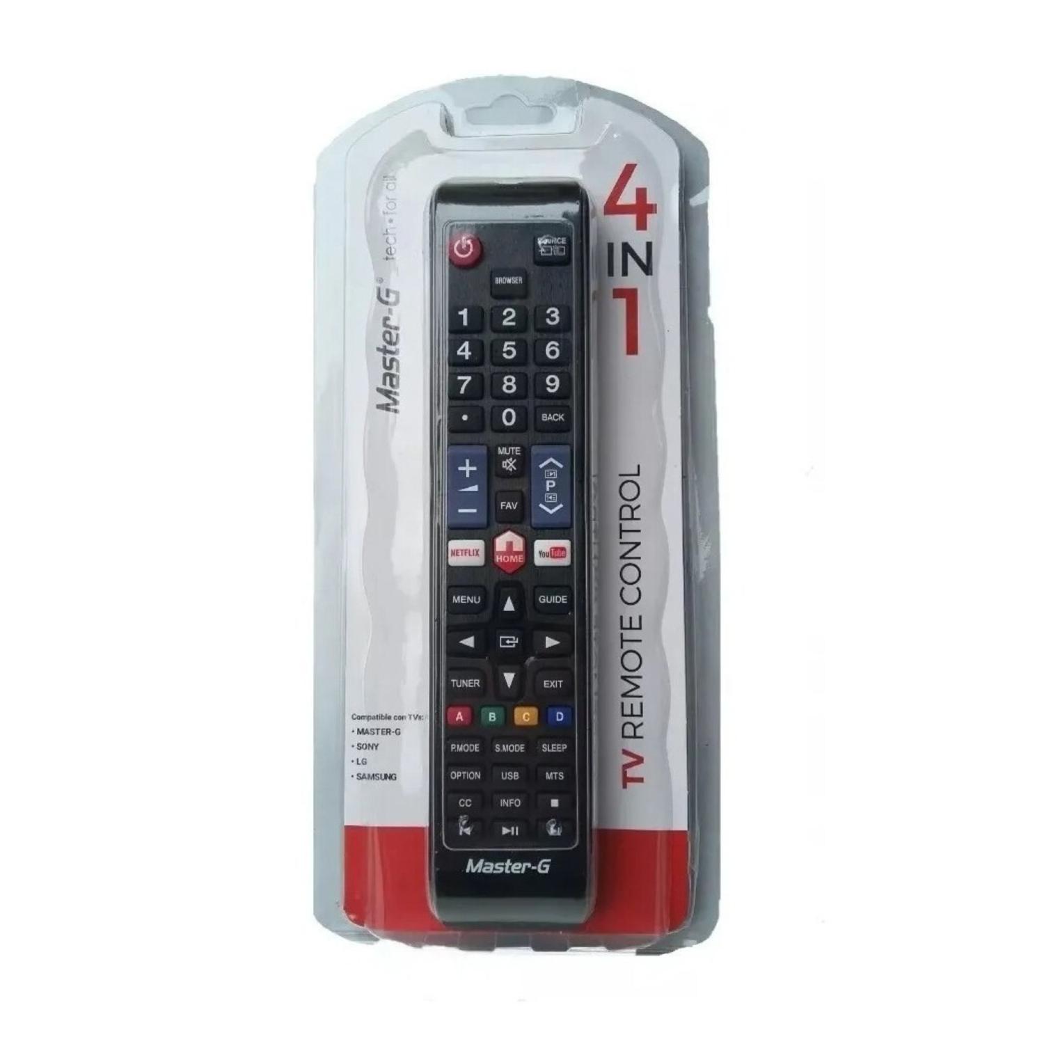 CONTROL REMOTO UNIVERSAL PARA TV MASTER G 4 EN 1 SONY LG SAMSUNG LBN - 3