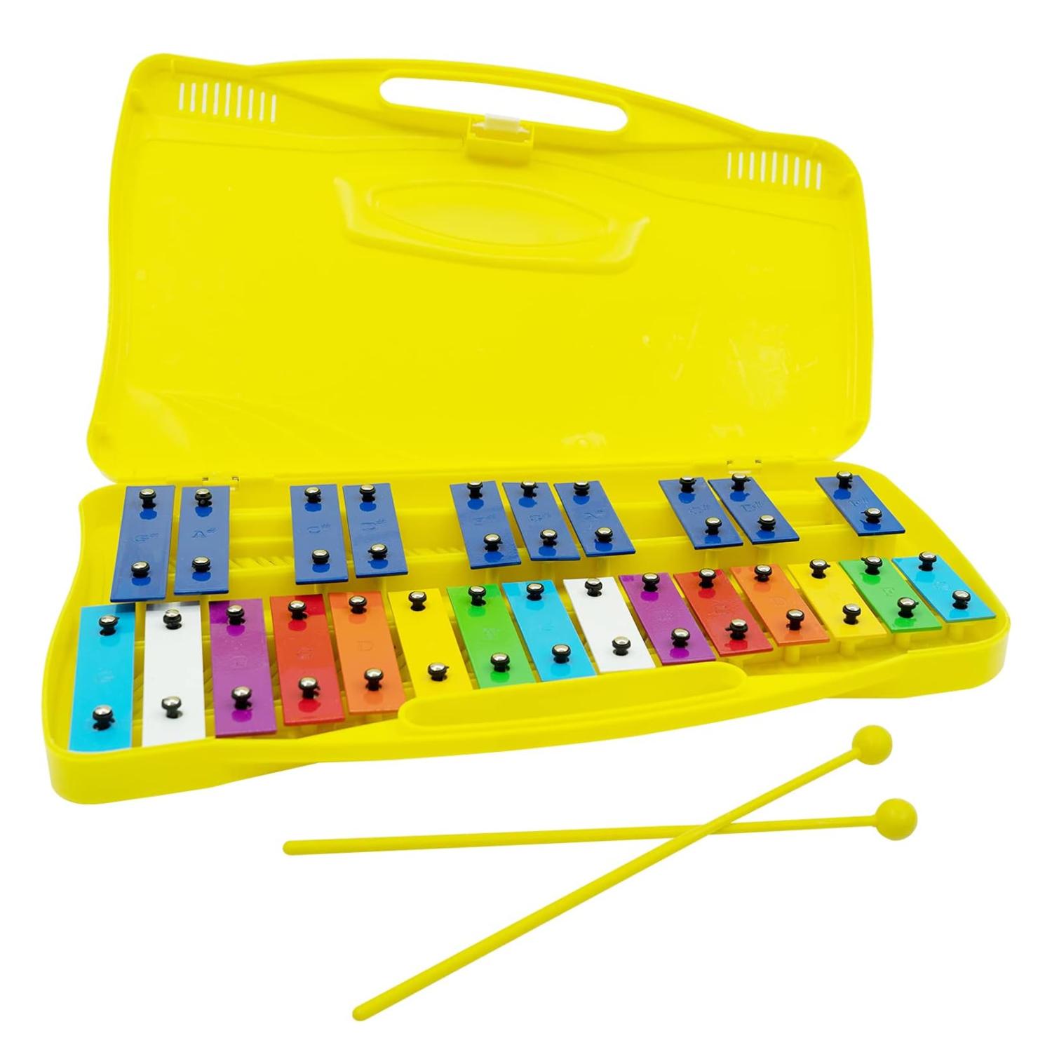 METALOFONO XILOFONO 25 NOTAS 2 BAQUETAS AMARILLO INFANTIL - 1