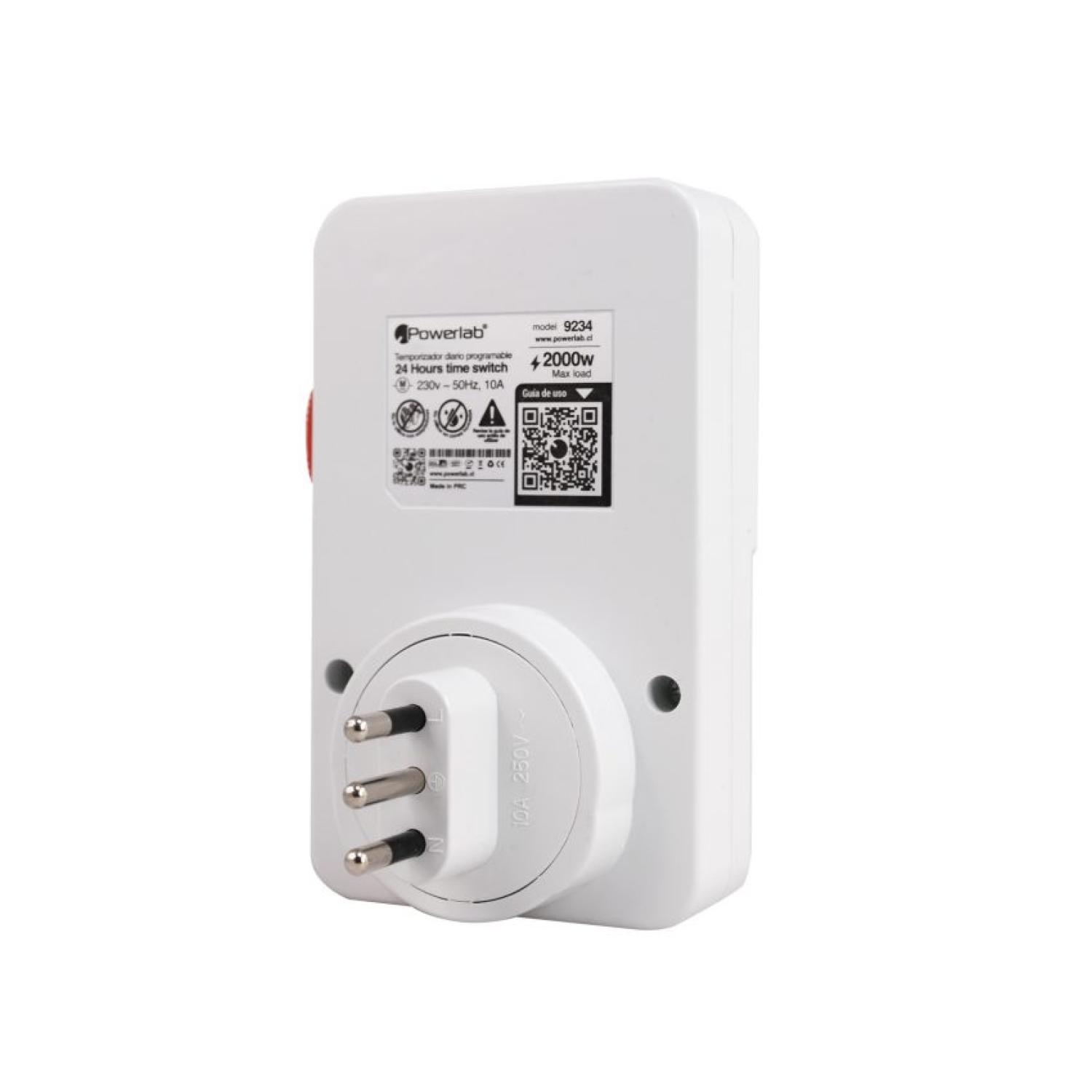 TIMER ANALOGO 2000W TEMPORIZADOR 24 HORAS EN COLOR BLANCO POWERLAB - 3