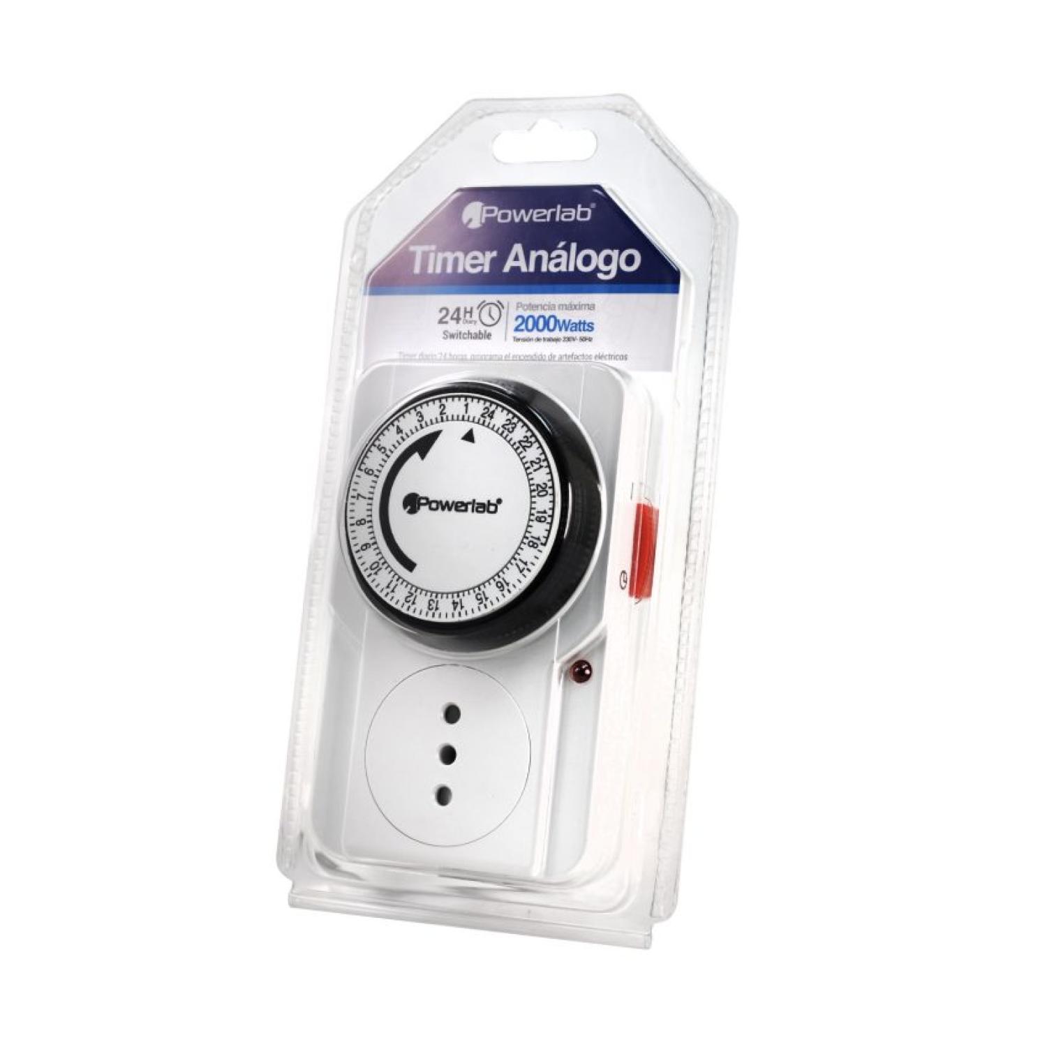 TIMER ANALOGO 2000W TEMPORIZADOR 24 HORAS EN COLOR BLANCO POWERLAB - 4
