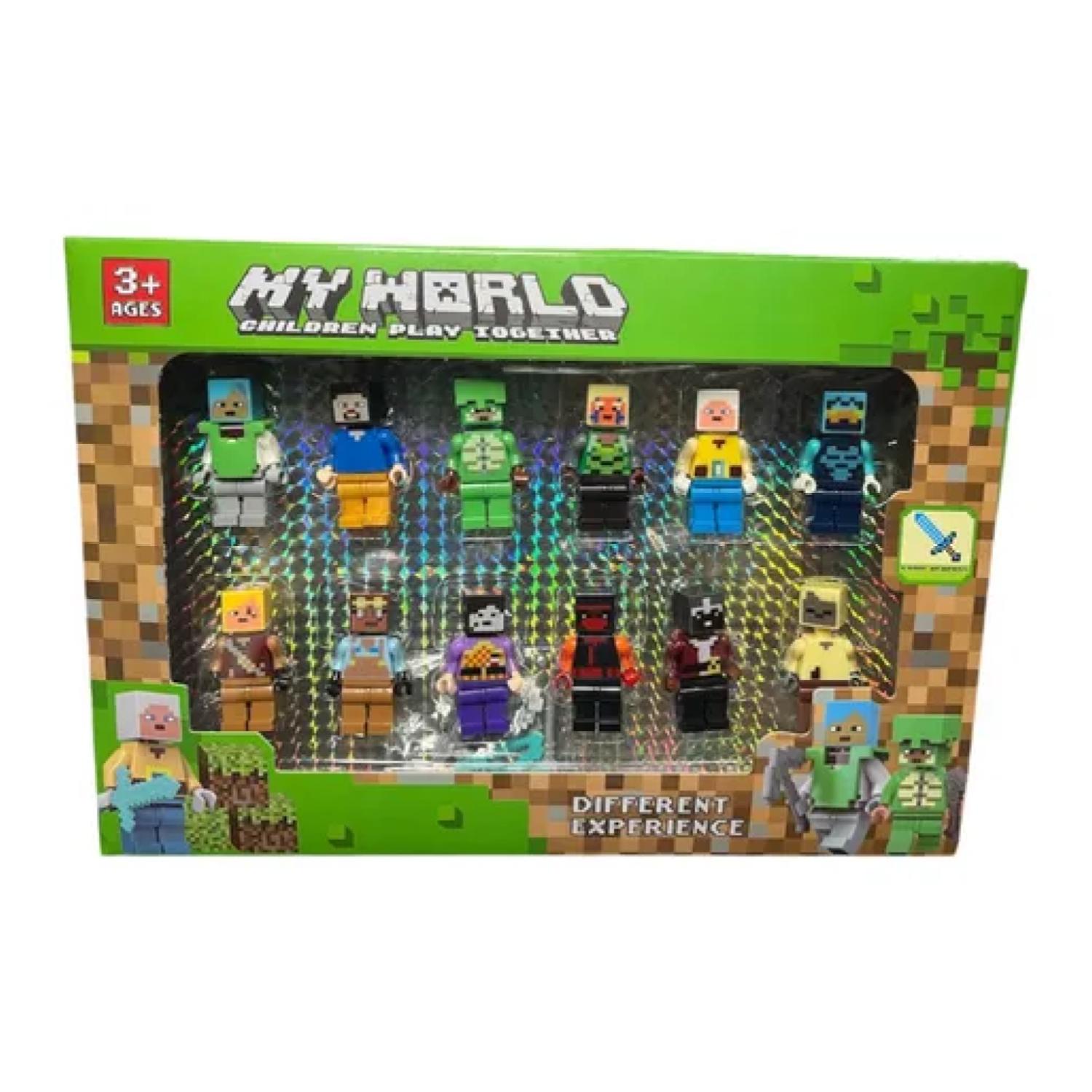 JUGUETE SET 12 FIGURAS ARMABLES 7CM BLOQUES MYWORLD INFANTIL - 1
