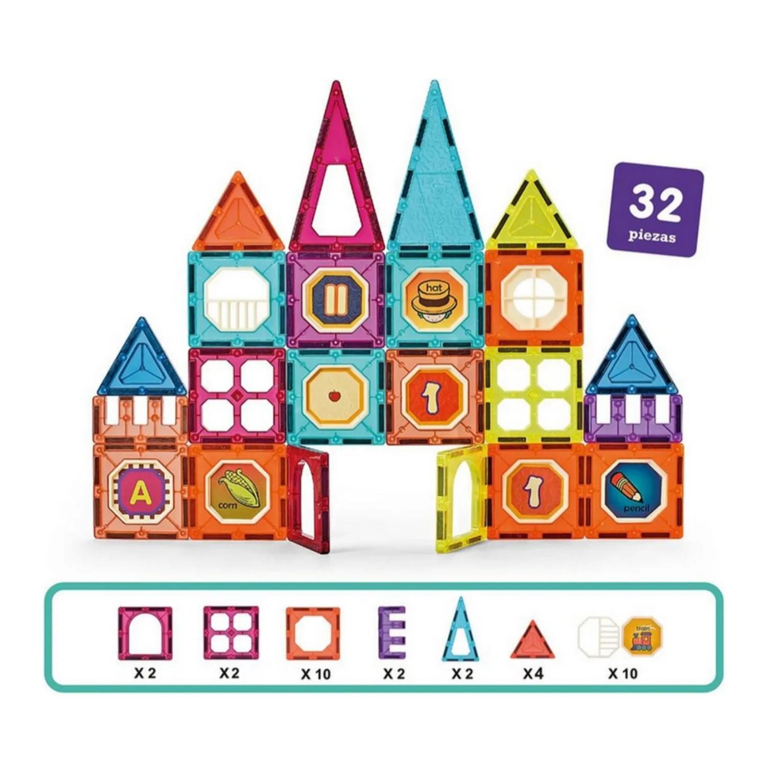 JUGUETE BLOQUES MAGNETICOS 32PZS DE CONSTRUCCION INFANTIL - 1