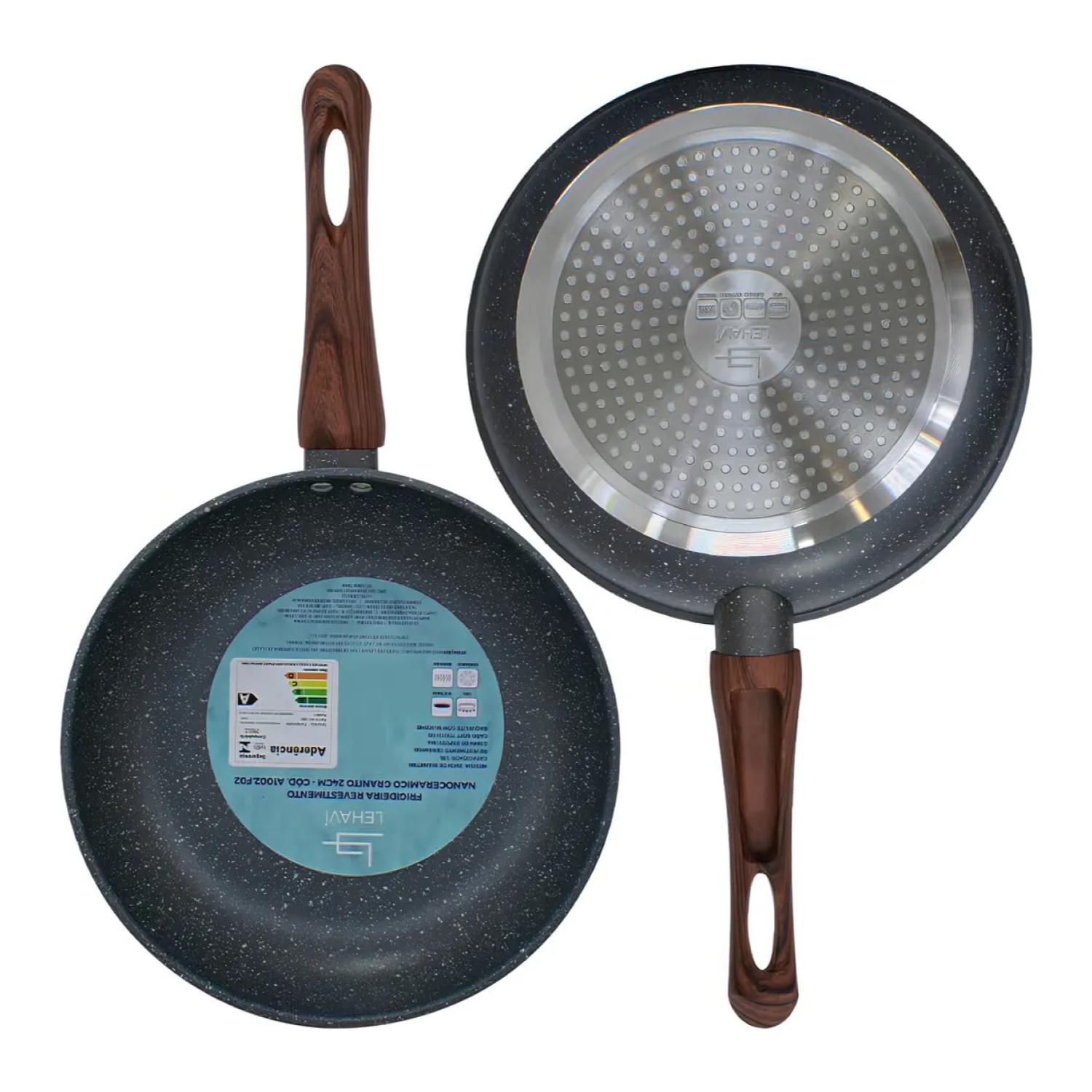 SARTEN DE INDUCCION ANTIADHERENTE 28CM CON MANGO DE MADERA - 4