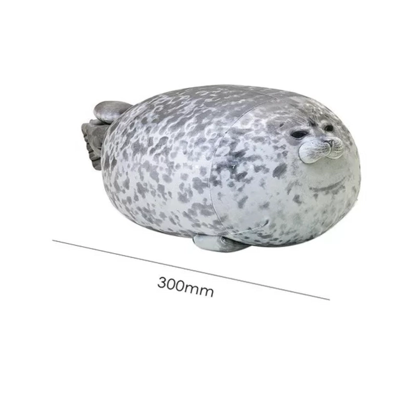 JUGUETE PELUCHE COJIN FOCA BEBE 30CM FELPA GRIS INFANTIL - 3