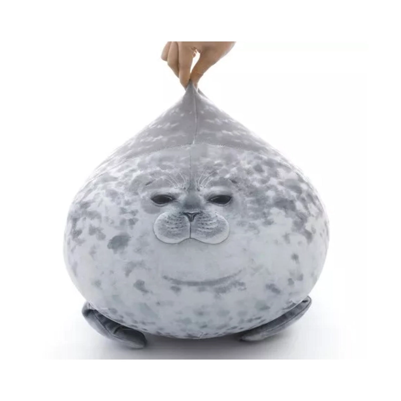 JUGUETE PELUCHE COJIN FOCA BEBE 30CM FELPA GRIS INFANTIL - 4
