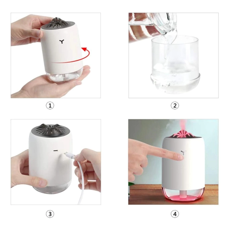 MINI HUMIDIFICADOR DIFUSOR DE AROMAS 7 COLORES LED 260ML - 4