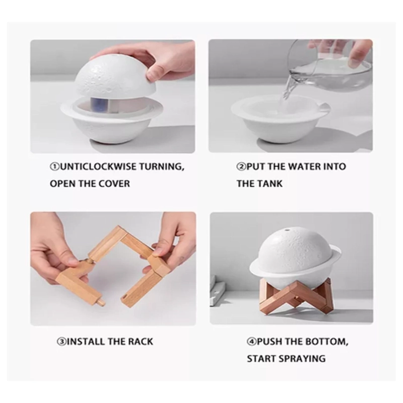 HUMIDIFICADOR DIFUSOR DE AIRE LAMPARA LUNA 3D 300ML - 3