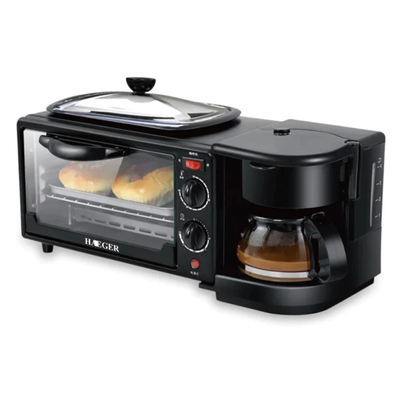 HORNO ELECTRICO 3 EN 1 PLANCHA CAFETERA HG-5308B HEAGER - 3