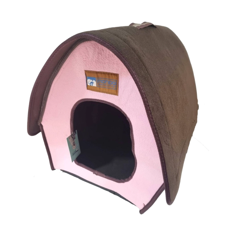 CASA CAMA PEQUEÑA COMODA PLEGABLE PARA PERROS Y GATOS ROSADA - 1