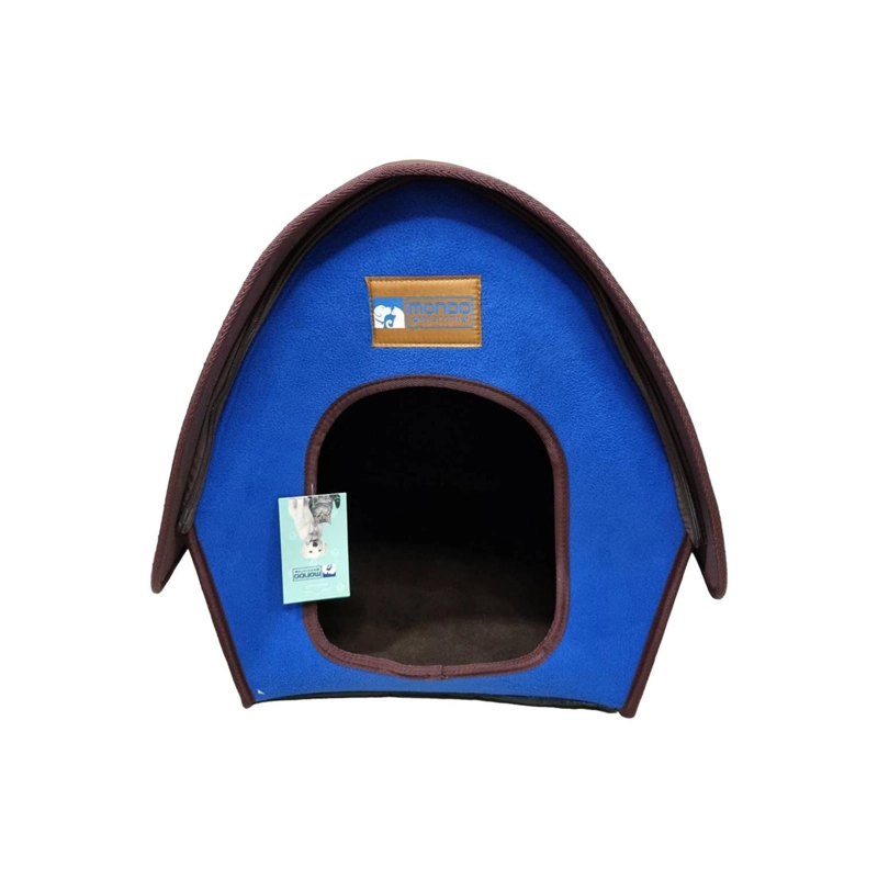 CASA CAMA PEQUEÑA COMODA PLEGABLE PARA PERROS Y GATOS AZUL - 2