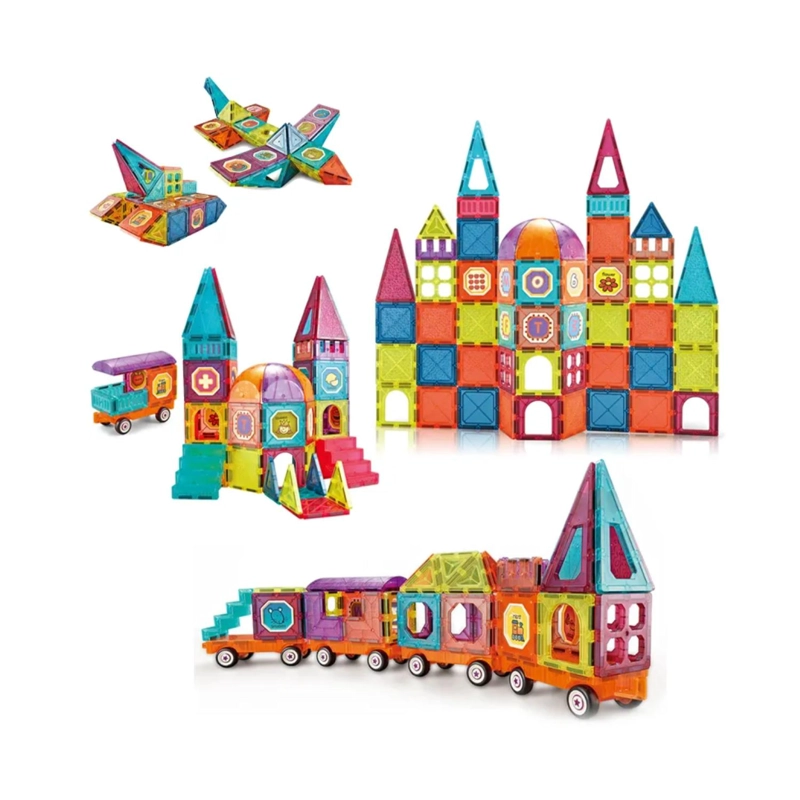 JUGUETE CONSTRUCCION CASTILLO BLOQUES MAGNETICOS 77 PIEZAS COLORES - 1