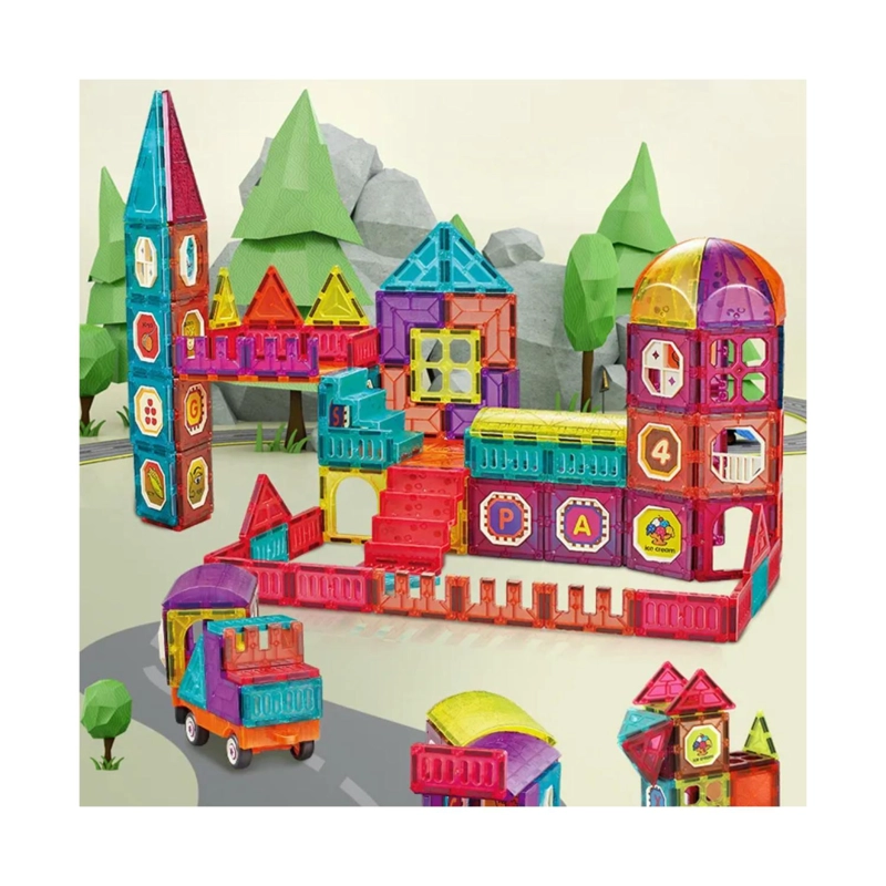 JUGUETE CONSTRUCCION CASTILLO BLOQUES MAGNETICOS 77 PIEZAS COLORES - 2