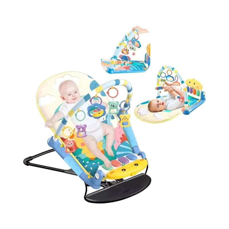 SILLA MECEDORA 2 EN 1 GIMNASIO DE BEBE CELESTE INTERACTIVA - 1