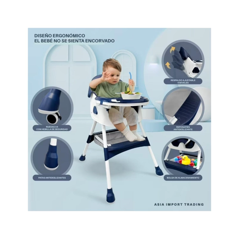 SILLA DE COMER PARA BEBE AJSUTABLE Y PLEGABLE INFANTIL - 2