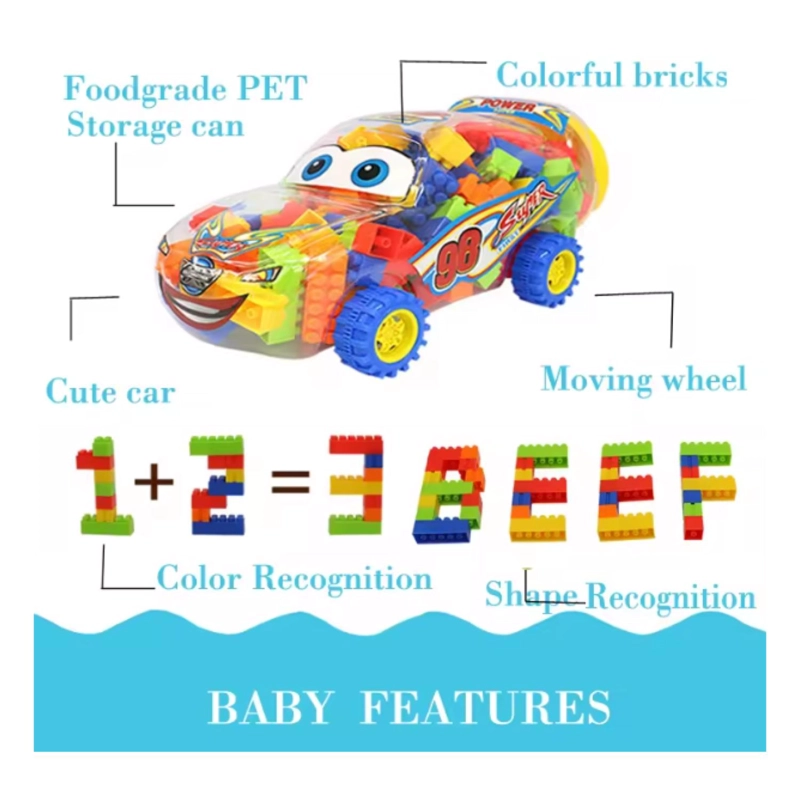 JUGUETES BLOQUES DE CONSTRUCCION EN AUTO PORTATIL INFANTIL - 3