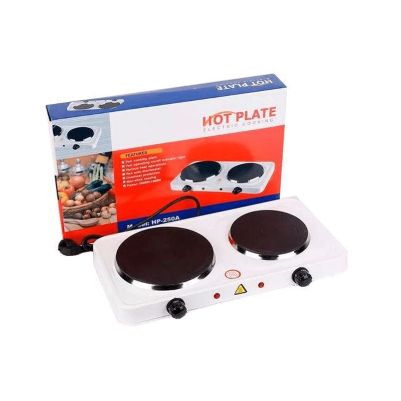 COCINA COCINILLA ELECTRICA ENCIMERA 2 PLATOS 2000W BLANCO - 4