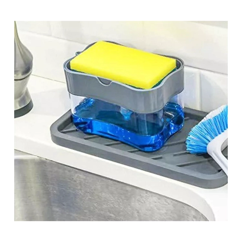 DISPENSADOR DE JABON LAVALOZA ESPONJA CON RECIPIENTE 385ML - 3