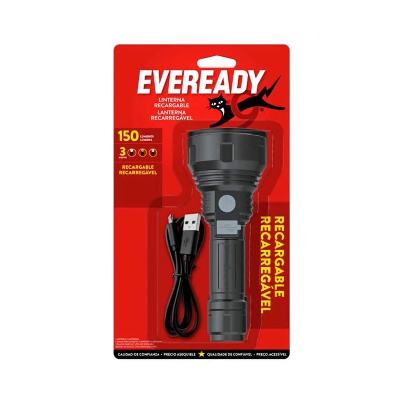 LINTERNA LED RECARGABLE USB 60LM NEGRO EVEREADY - 1