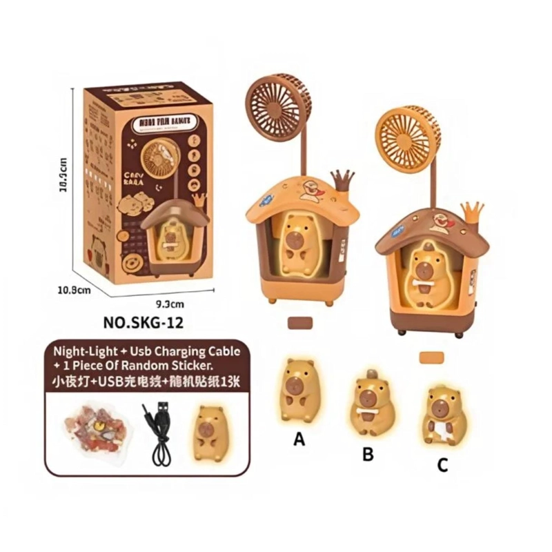 MINI VENTILADOR ESCRITORIO USB TEMATICA CAPIBARA INFANTIL - 3