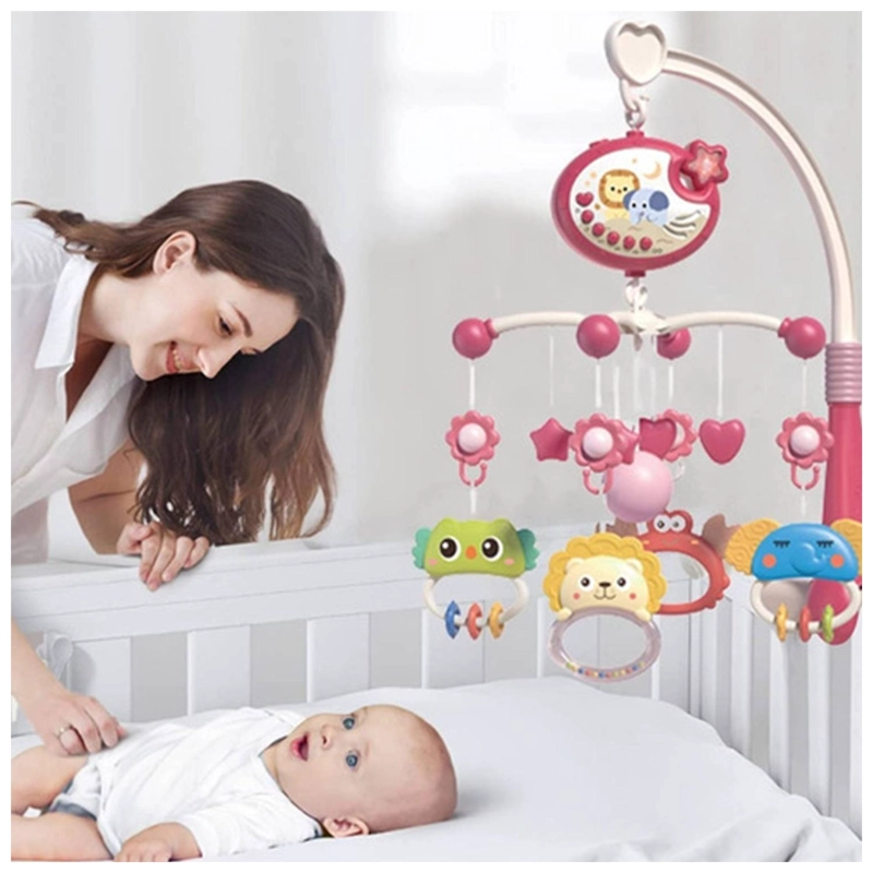 JUGUETE MOVIL SONAJERO INFANTIL CON LUZ Y SONIDO ANIMALES ROSADO - 4