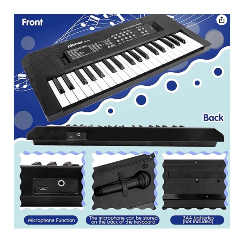 JUGUETE PIANO TECLADO MUSICAL CON 37 TECLAS SONIDOS MIC - 2