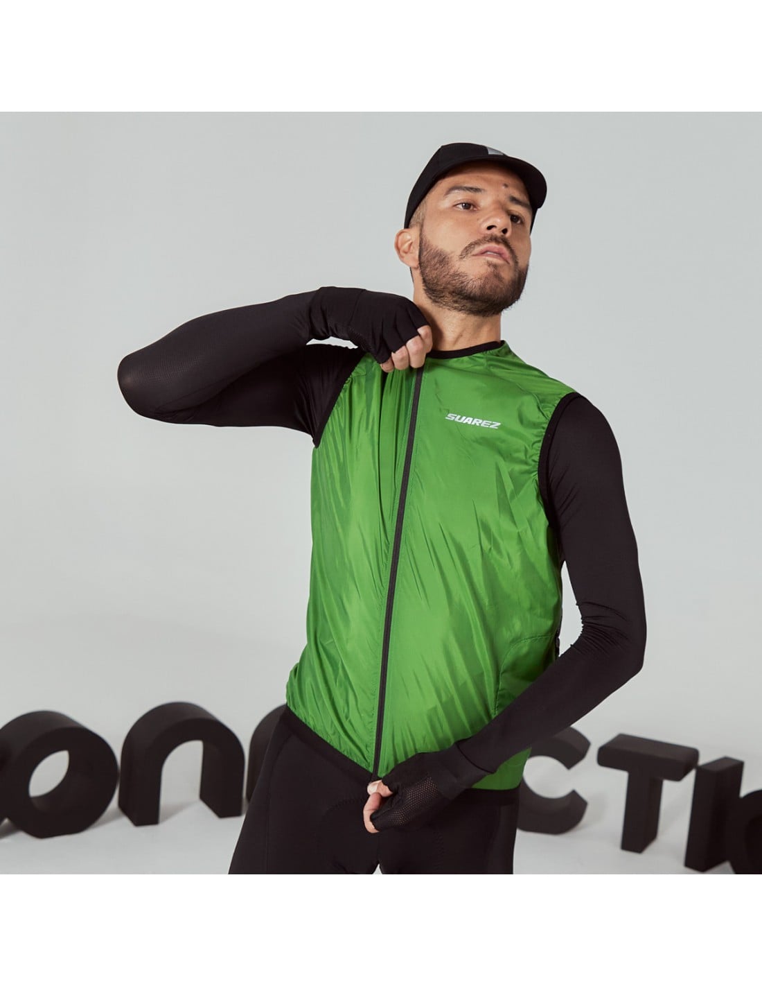 CHAQUETA CORTAVIENTOS SIN MANGA CICLISMO NOPAL - 1