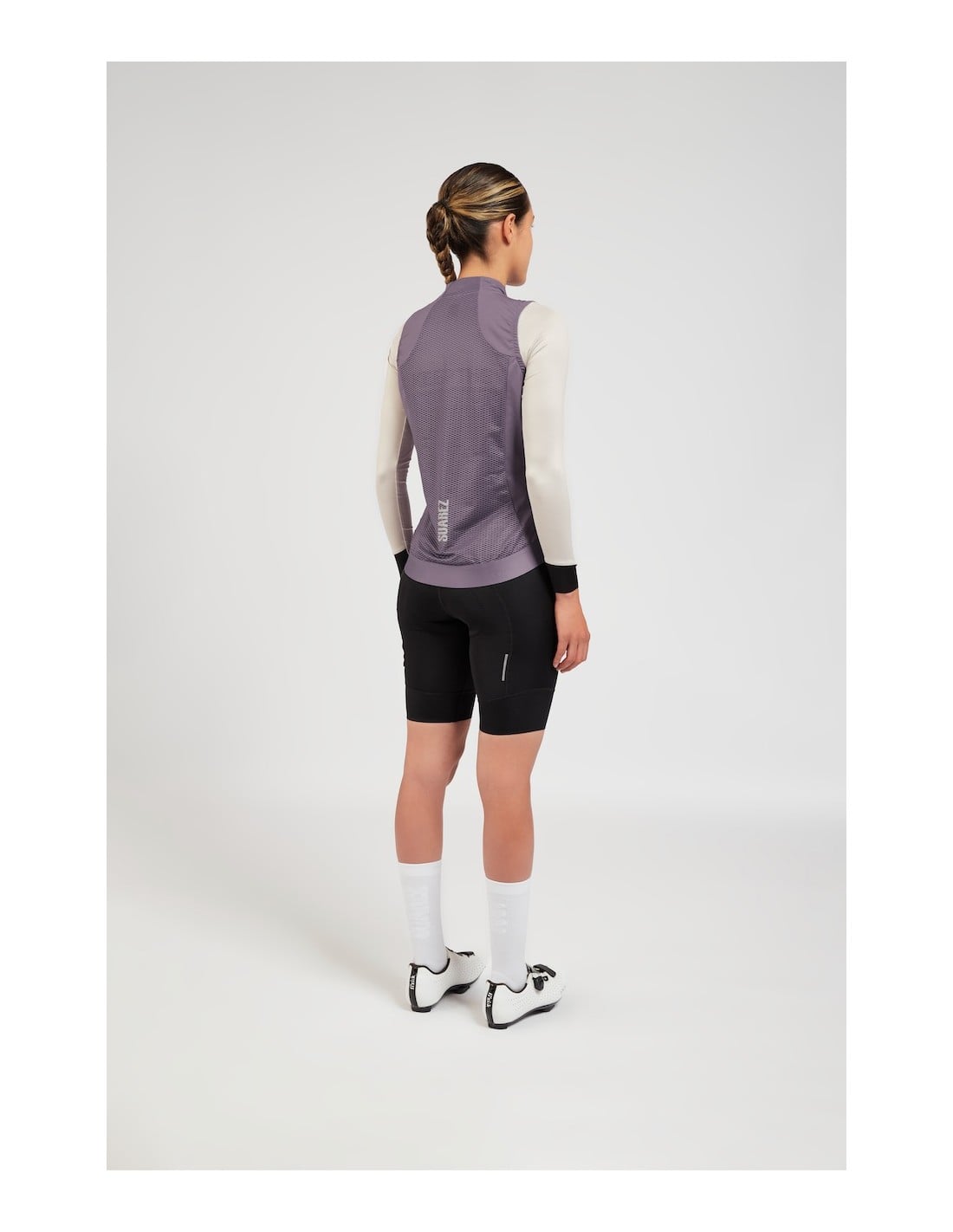 CHAQUETA CORTAVIENTOS SIN MANGA CICLISMO BARRIER PURPLE GRAY - 2
