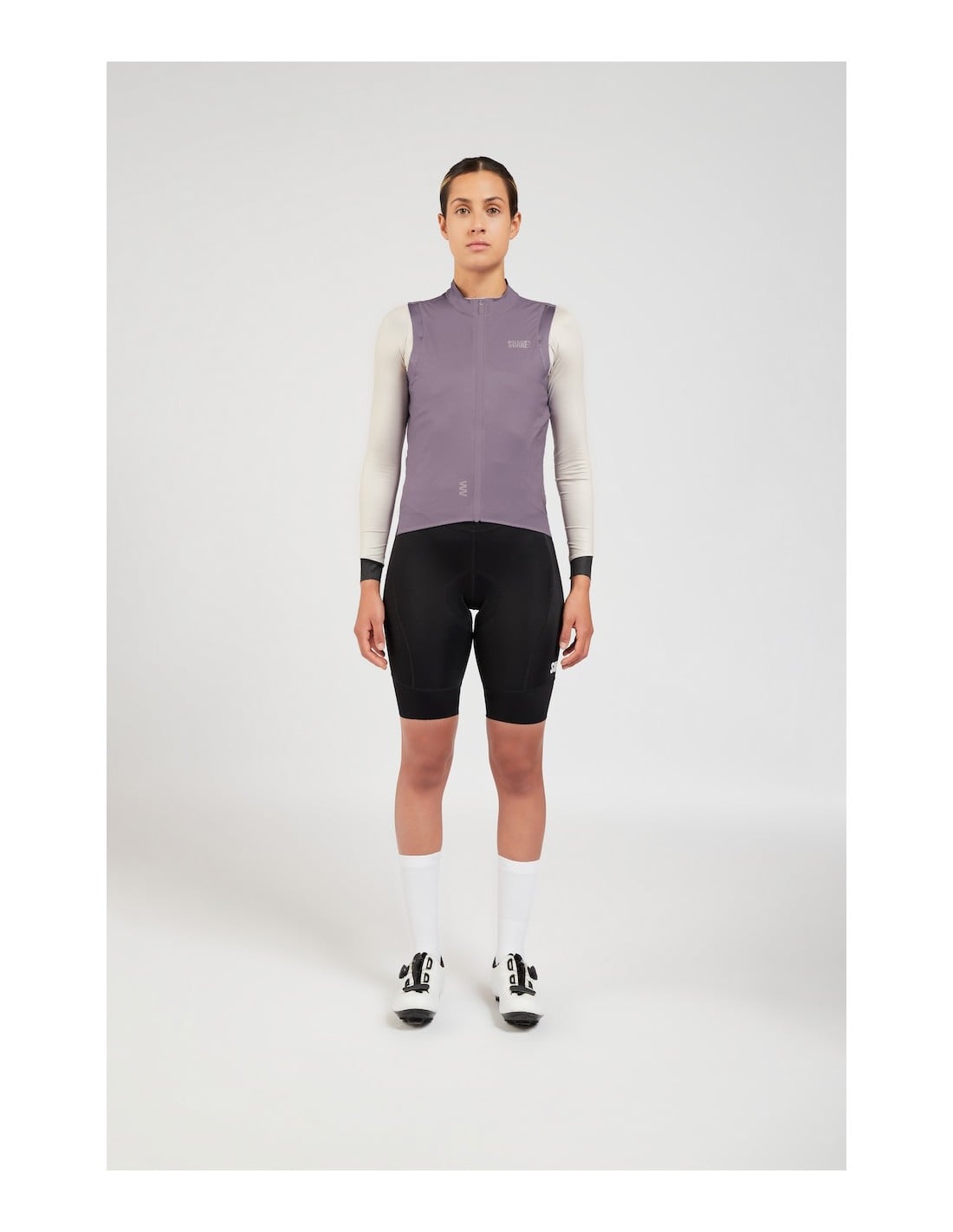 CHAQUETA CORTAVIENTOS SIN MANGA CICLISMO BARRIER PURPLE GRAY - 3
